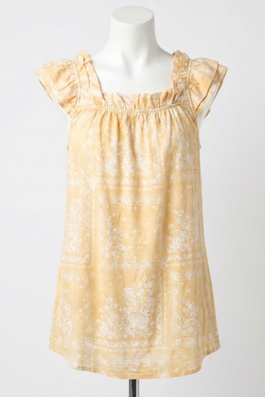 NEW AND THE WHY there she goes flutter sleeve top in mustard